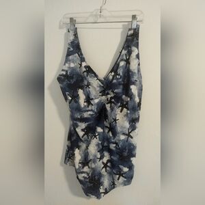 Women's All-in-one Bathing Suit Navy Blue With Starfish 20 W